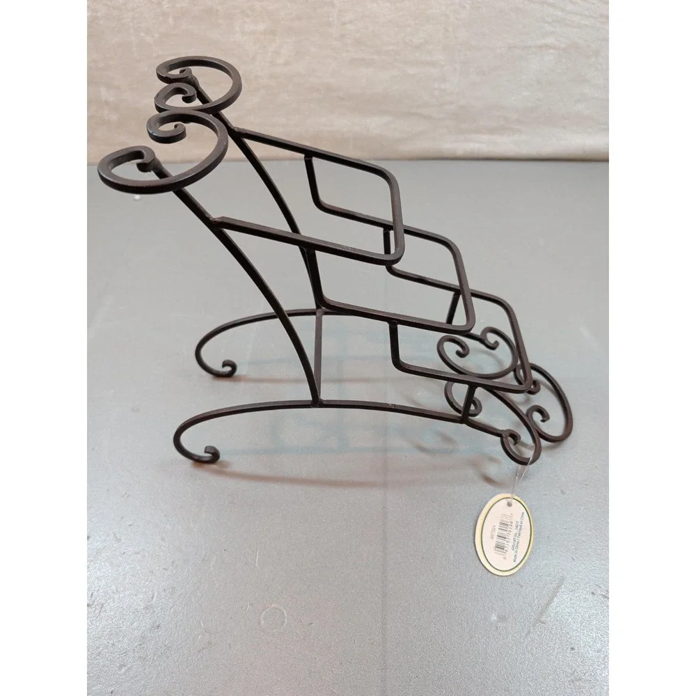 Giftcraft 3 Tier Metal Wine Bottle Rack Scroll Design Brown 867324 Countertop